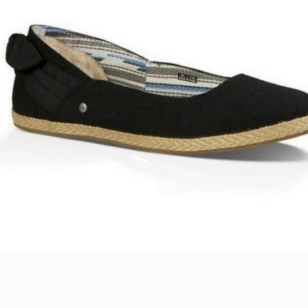Ugg s6 black cotton canvas skimmer ballet flats
